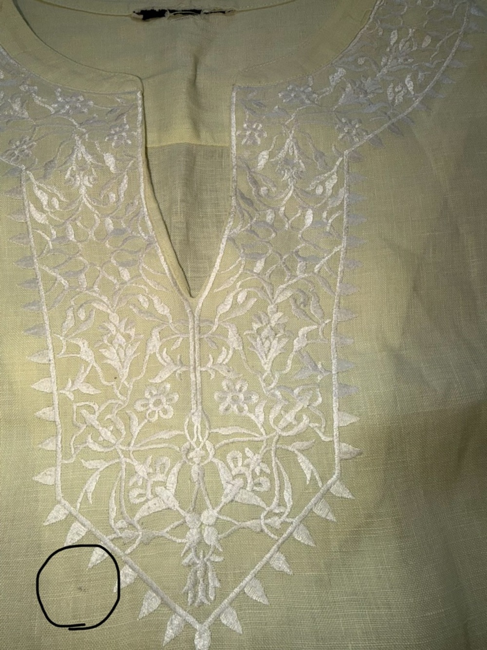 Jones New York 100% Linen Embroidered Tunic Top Swim Coverup Yellow - Size M - Picture 10 of 11